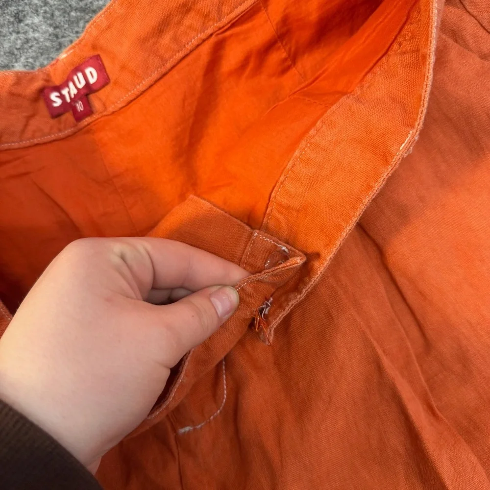 STAUD HELIOS 100% Linen Vacation Baggy Wide Leg High Rise Colorful Shorts - Picture 5 of 6